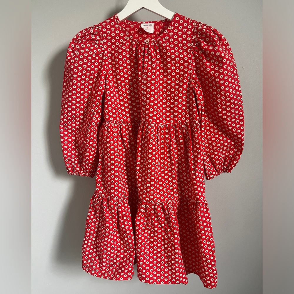 CREWCUTS cotton poplin puff-sleeve dress size 8 NWOT